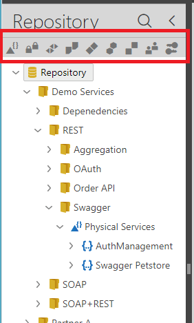 Repository toolbar buttons